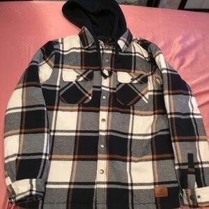 Cloudveil plaid flannel hoodie long sleeve button up Sz M